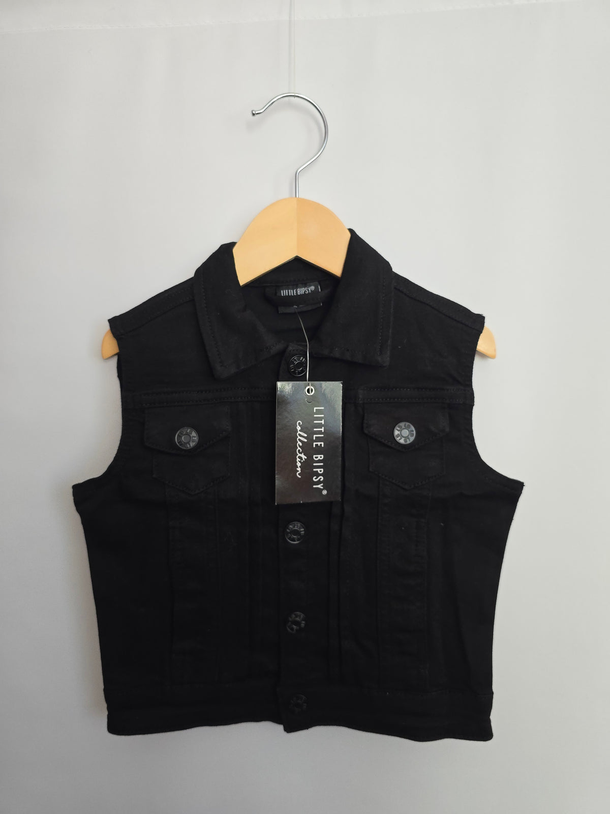 NEW Little Bipsy Black Denim Vest • 2-3 years