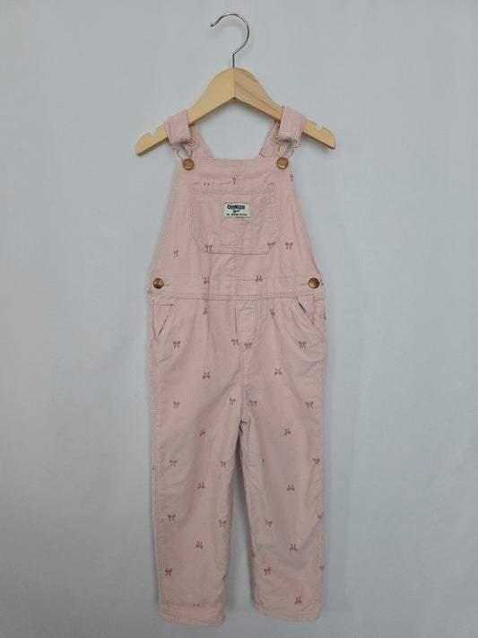 Oshkosh Blush Bow Fleece Overalls • 4T