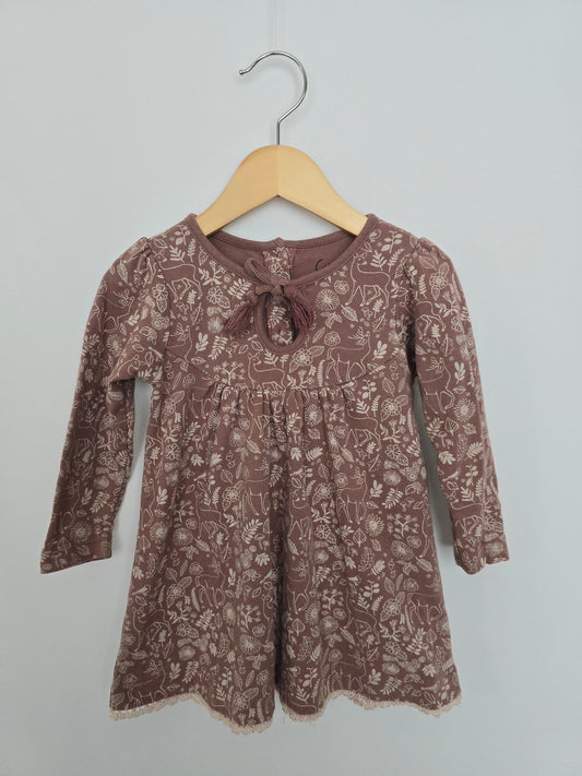 City Mouse Dusty Pink Woodland Dress • 18-24 months