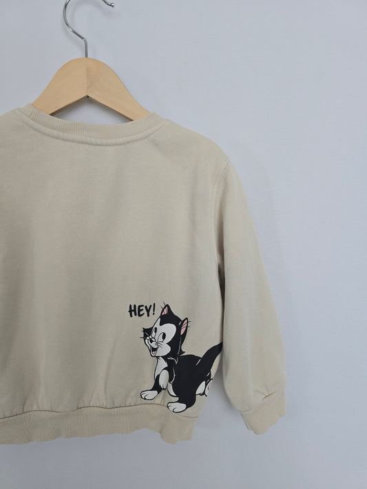 H&M Ivory Minnie Mouse Crew • 2-4 years