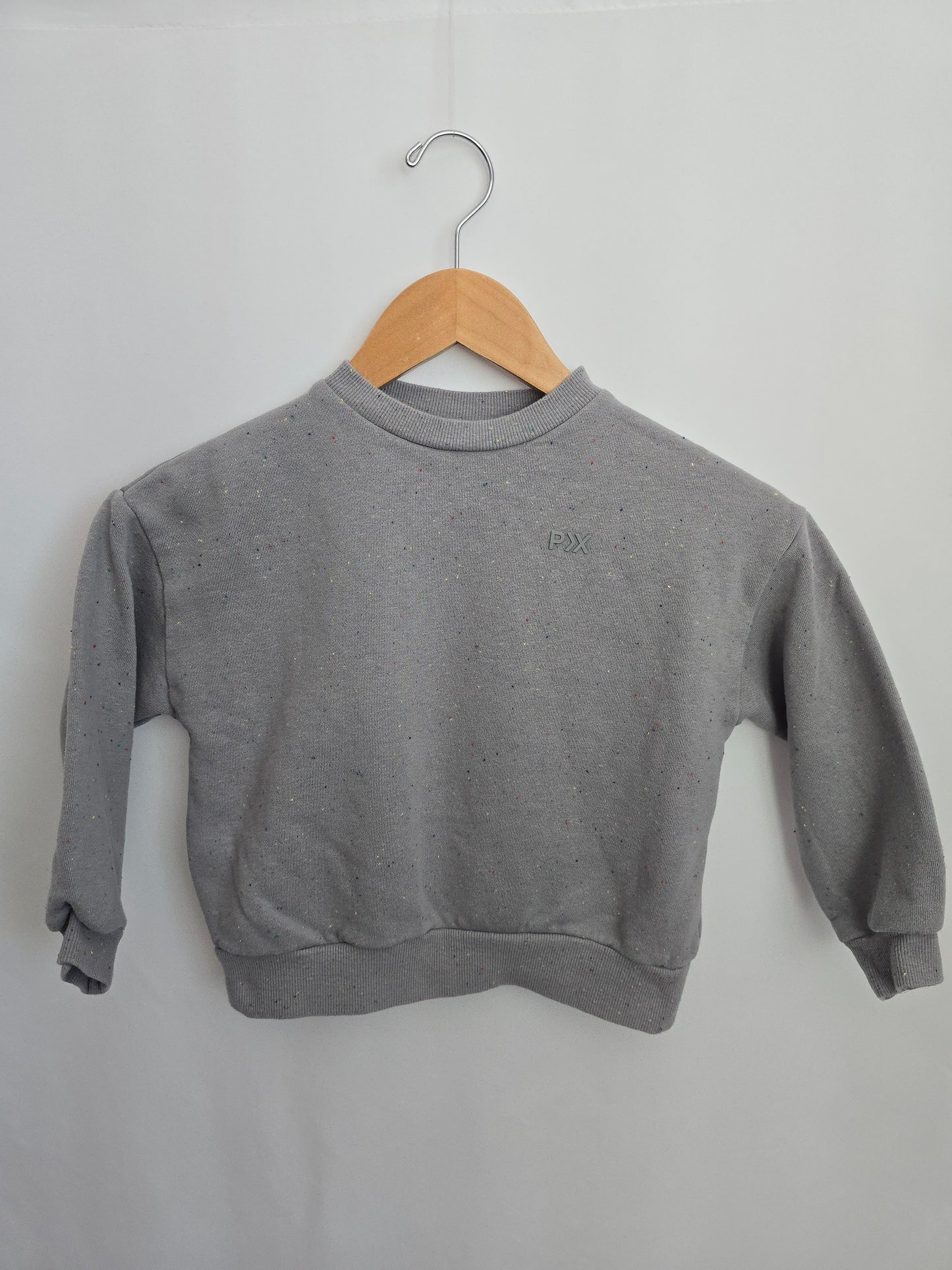 Rylee + Cru Grey Speckled Crewneck • 4-5 years