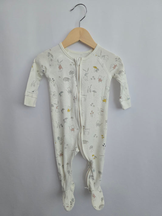 Pehr Forest Friends Zip Footie • 3-6 months