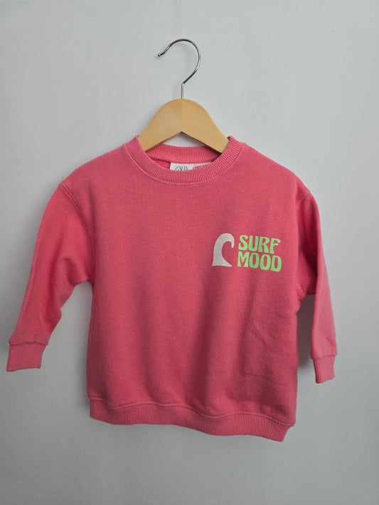 NEW Zara Pink Surf Days Crewneck • 18 months