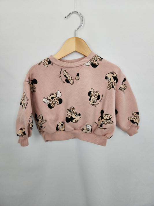 Zara x Disney Baby Blush Minnie Crewneck • 18-24 months