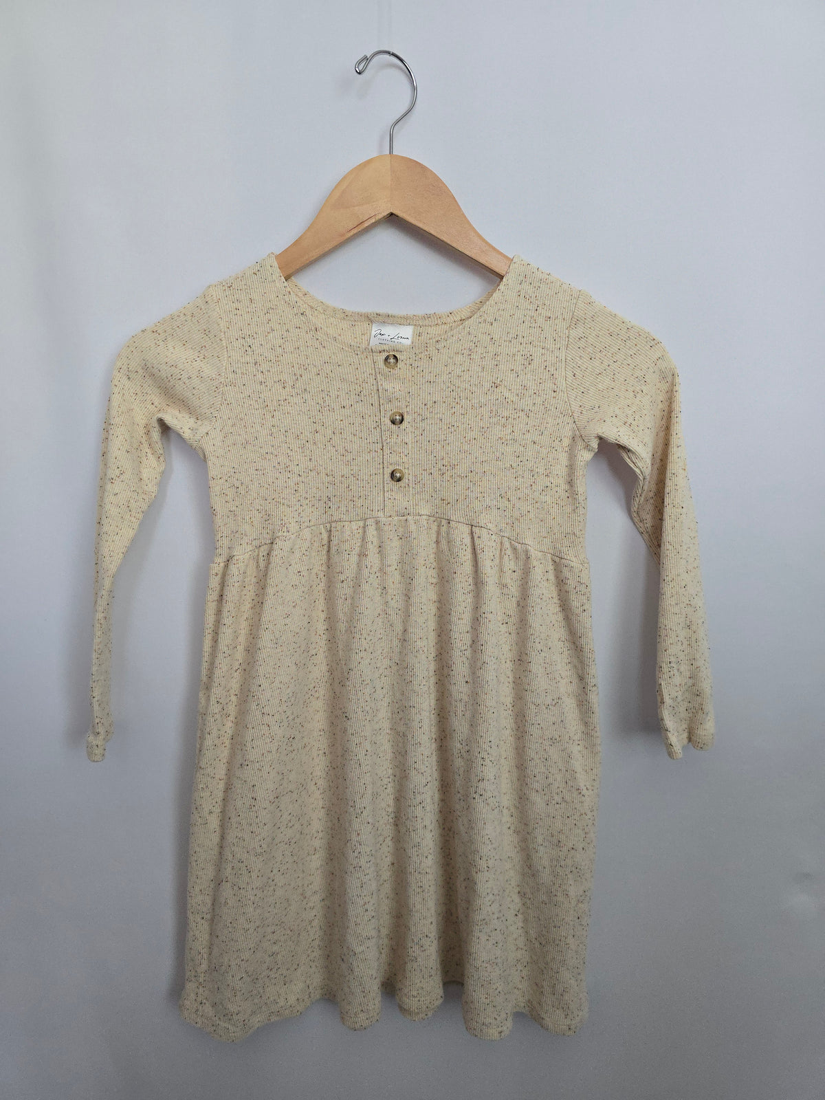 Jax & Lennon Oat Speckle Empire Dress • Youth Small 6-7 years