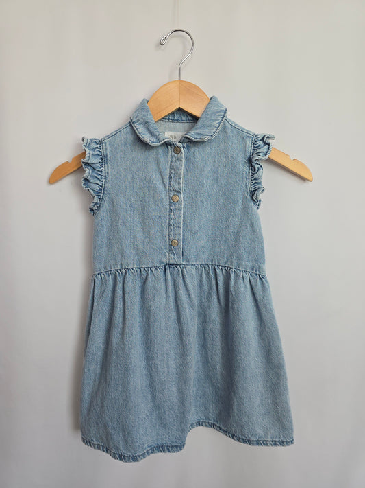 Zara Denim Button Down Dress • 4-5 years