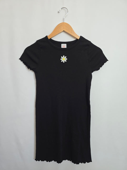 WonderNation Black Ribbed Daisy Dress • 7-8 years