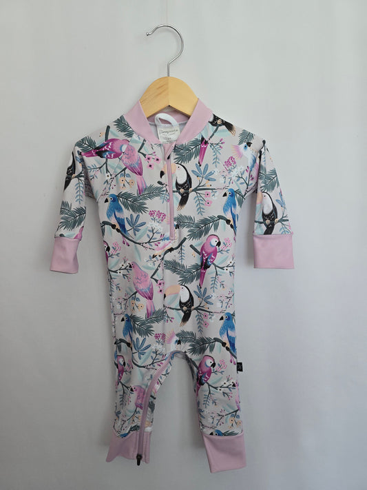 Honeysuckle Tropical Birds Sunsuit • 6-12 months