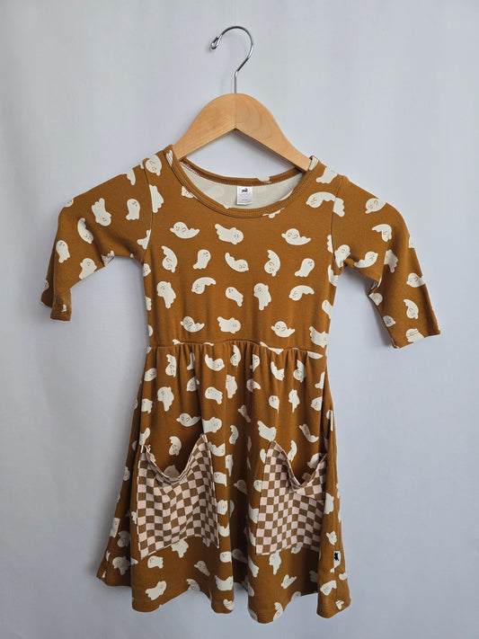 Little & Lively Ghosts Pocket Dress • 3-4 years