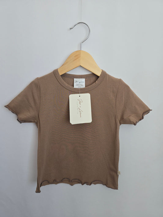 NEW Jax & Lennon Portabella Ribbed Lettuce Hem Tee • 4-5 years