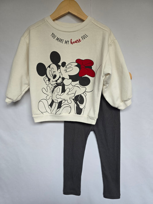 Disney Baby You Make My Heart Full Crewneck & Leggings Set • 24 months
