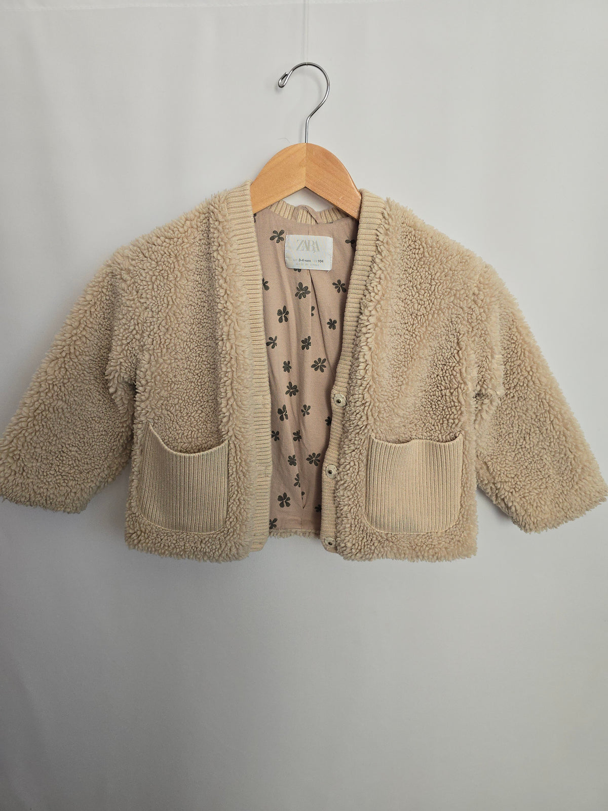 Zara Lined Sherpa Button Up • 3-4 years