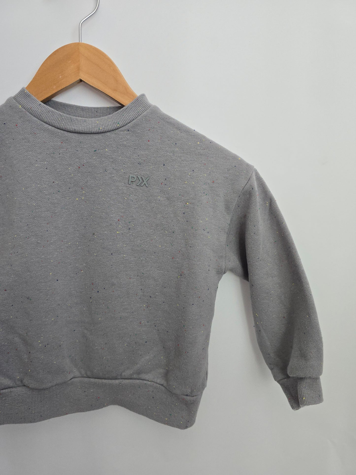 Rylee + Cru Grey Speckled Crewneck • 4-5 years