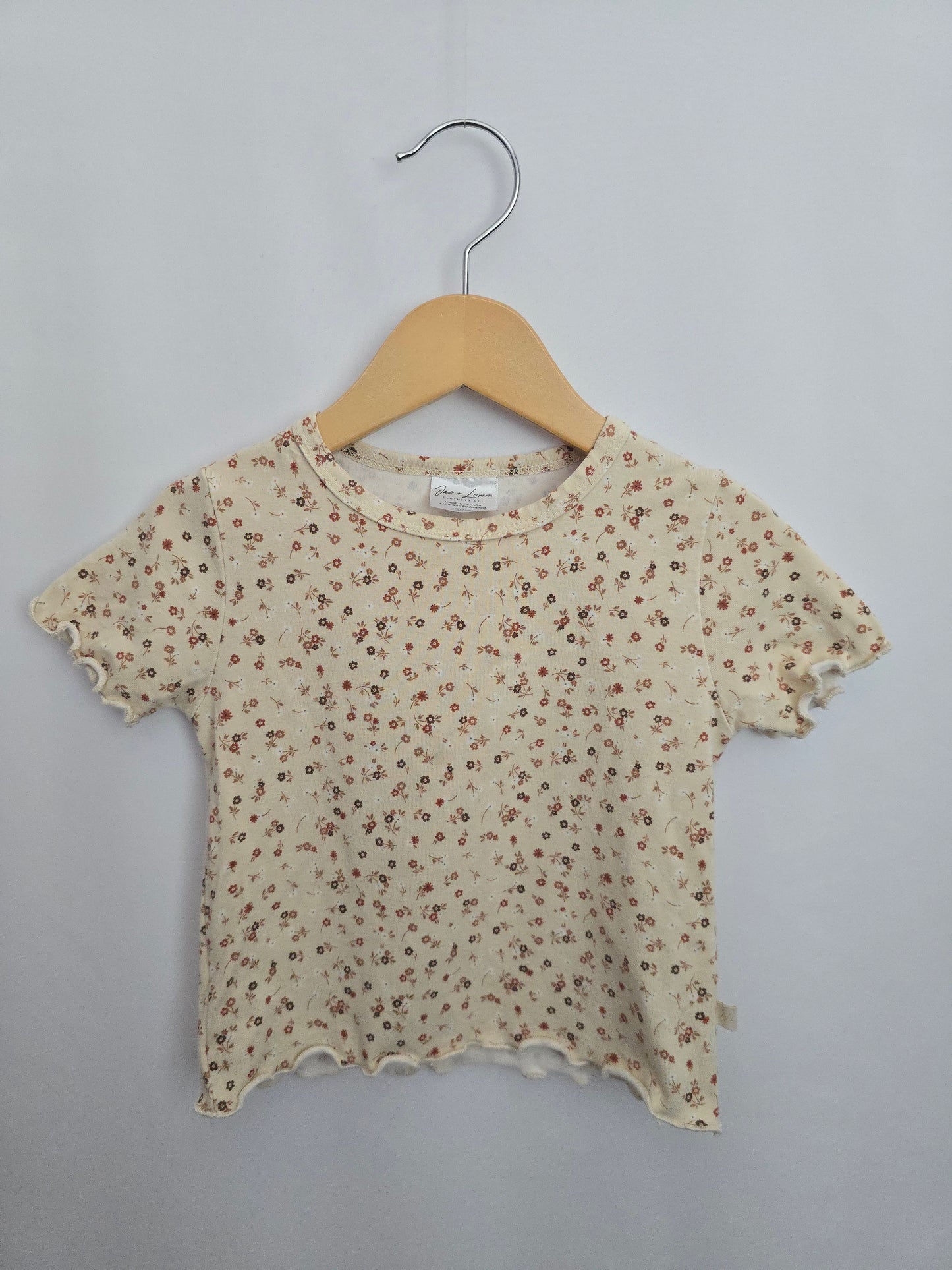 Jax & Lennon Lettuce Hem Posies Tee • 3-4 years