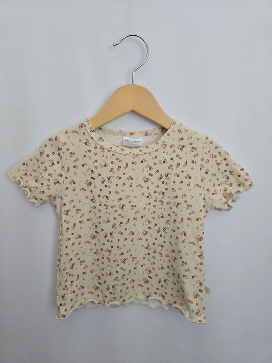 Jax & Lennon Lettuce Hem Posies Tee • 3-4 years