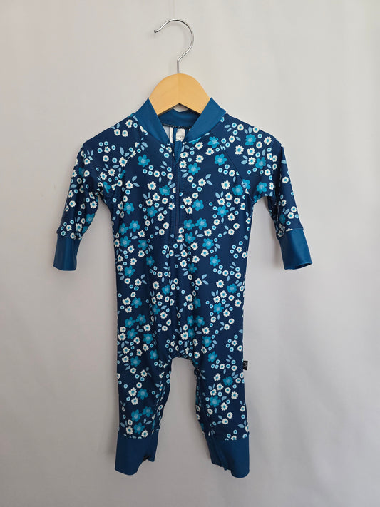 Honeysuckle Blue Floral Sunsuit • 6-12 months