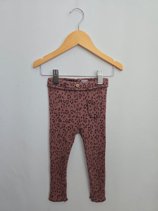 Zara Leopard Ribbed Leggings • 18-24 months