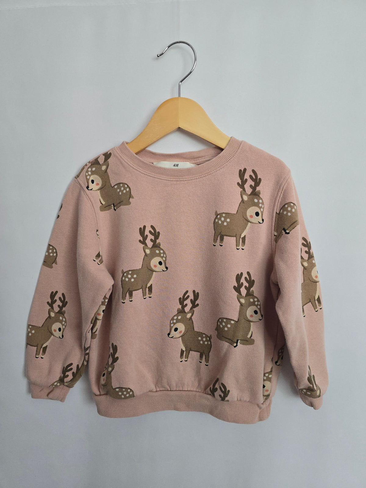 H&M Blush Deer Crewneck • 4-6 years