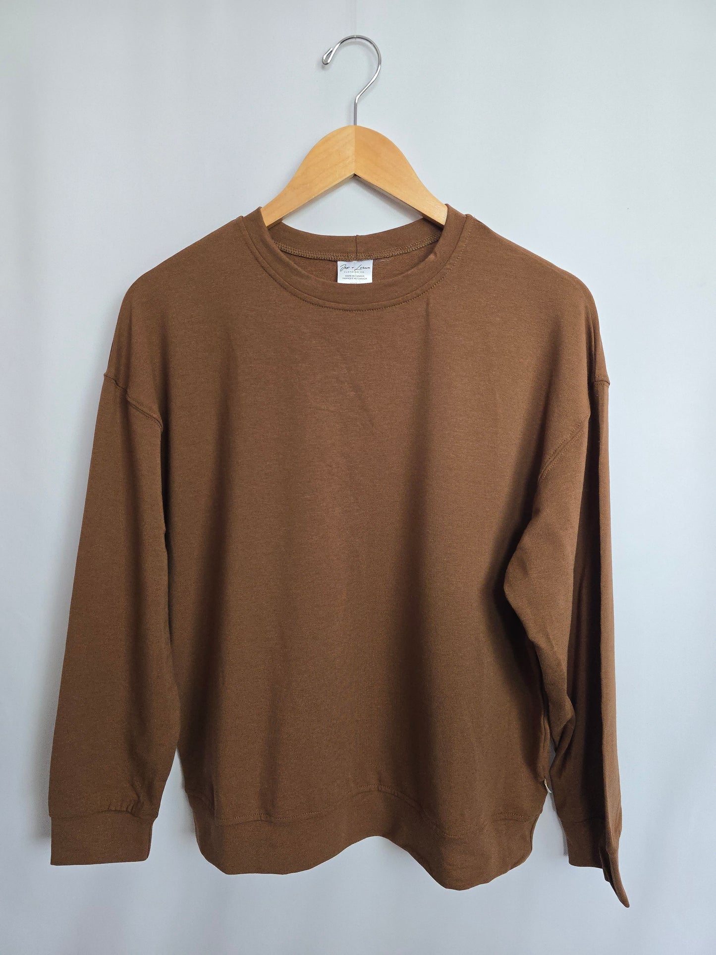 NEW Jax & Lennon Cocoa Brown Terry Relaxed Crewneck • Youth X-Large 12-13 years