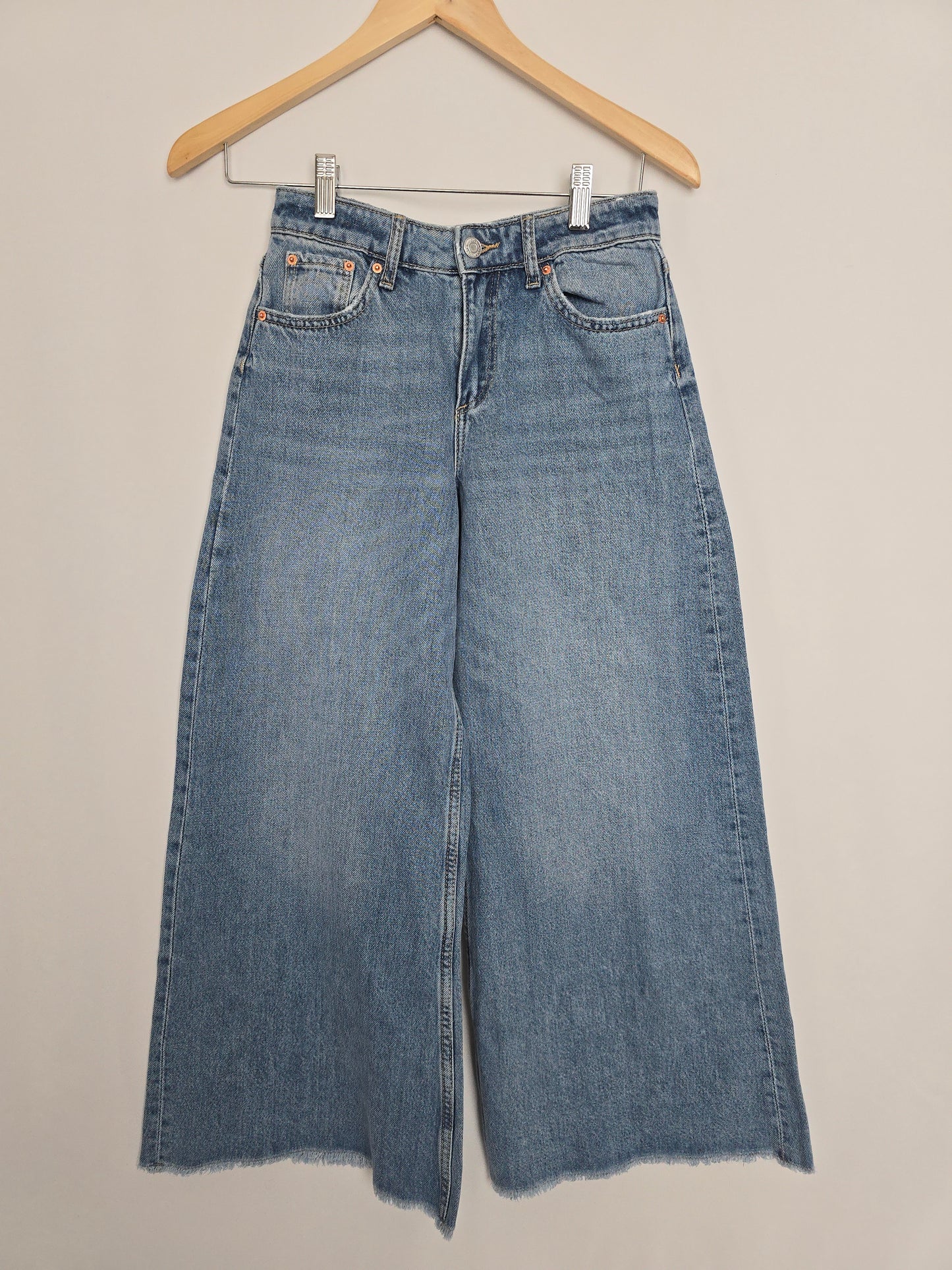 H&M Medium Wash Super Wide Leg Jeans • 10-11 years