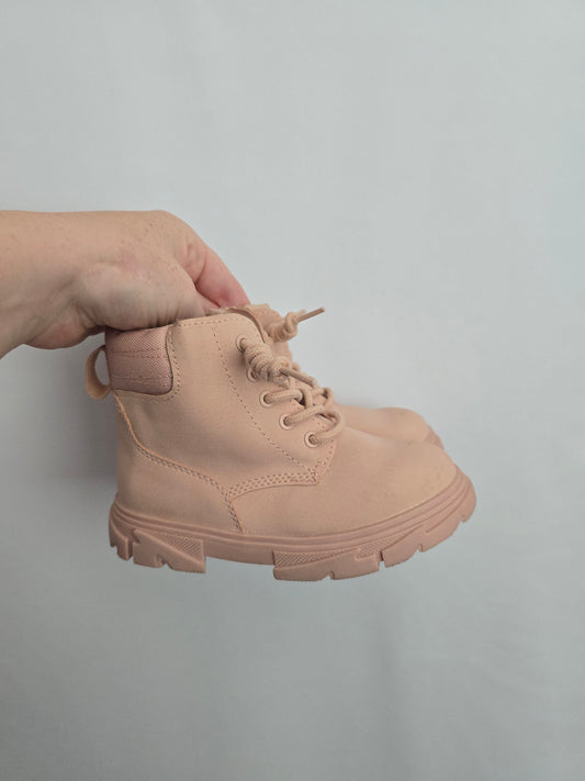 Zara Pink Spiral Lace Combat Boots • 8.5C