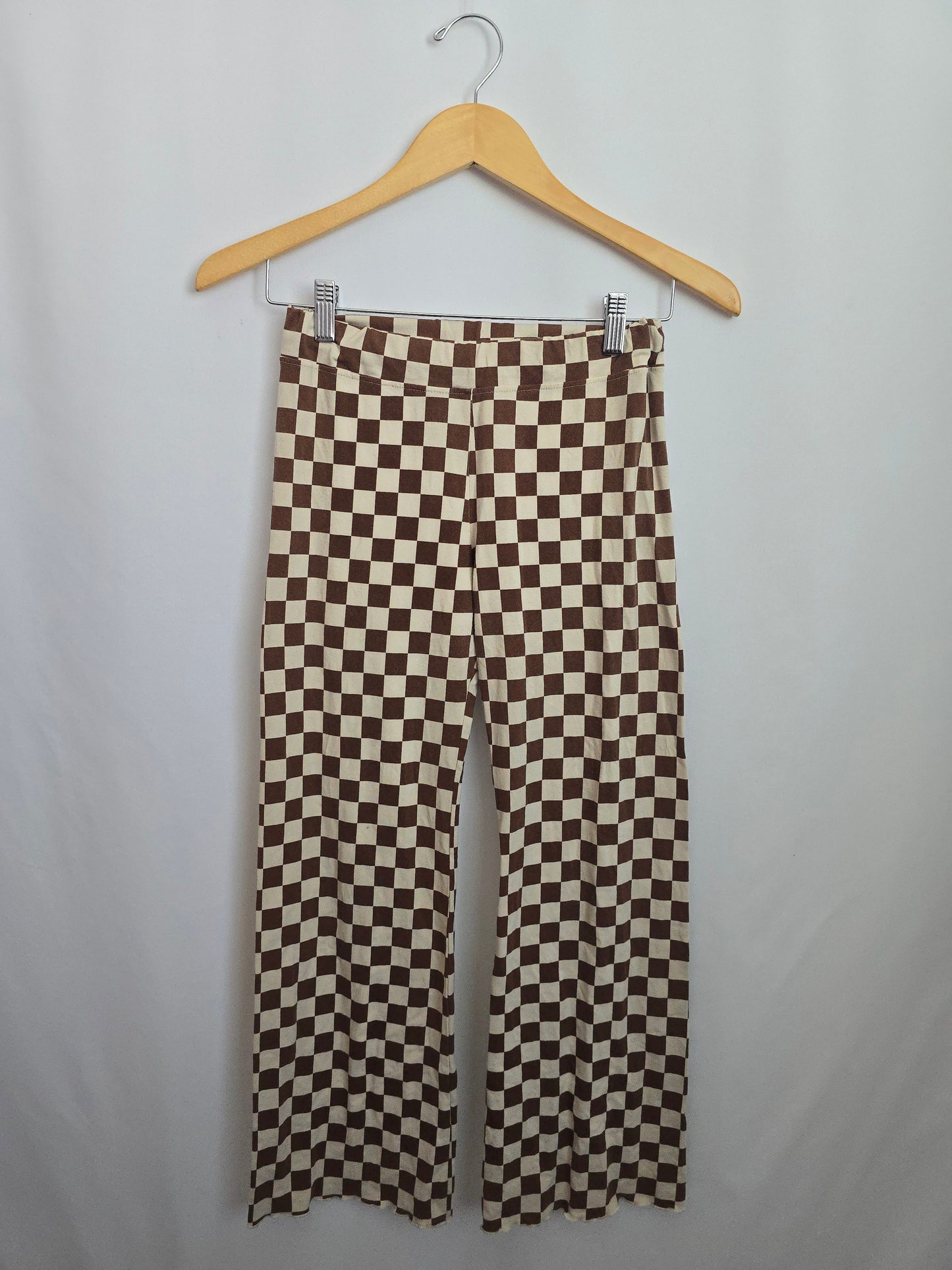 PLAY Jax & Lennon Cocoa Checkered Lettuce Hem Pants • Youth X-Large 13-14 years