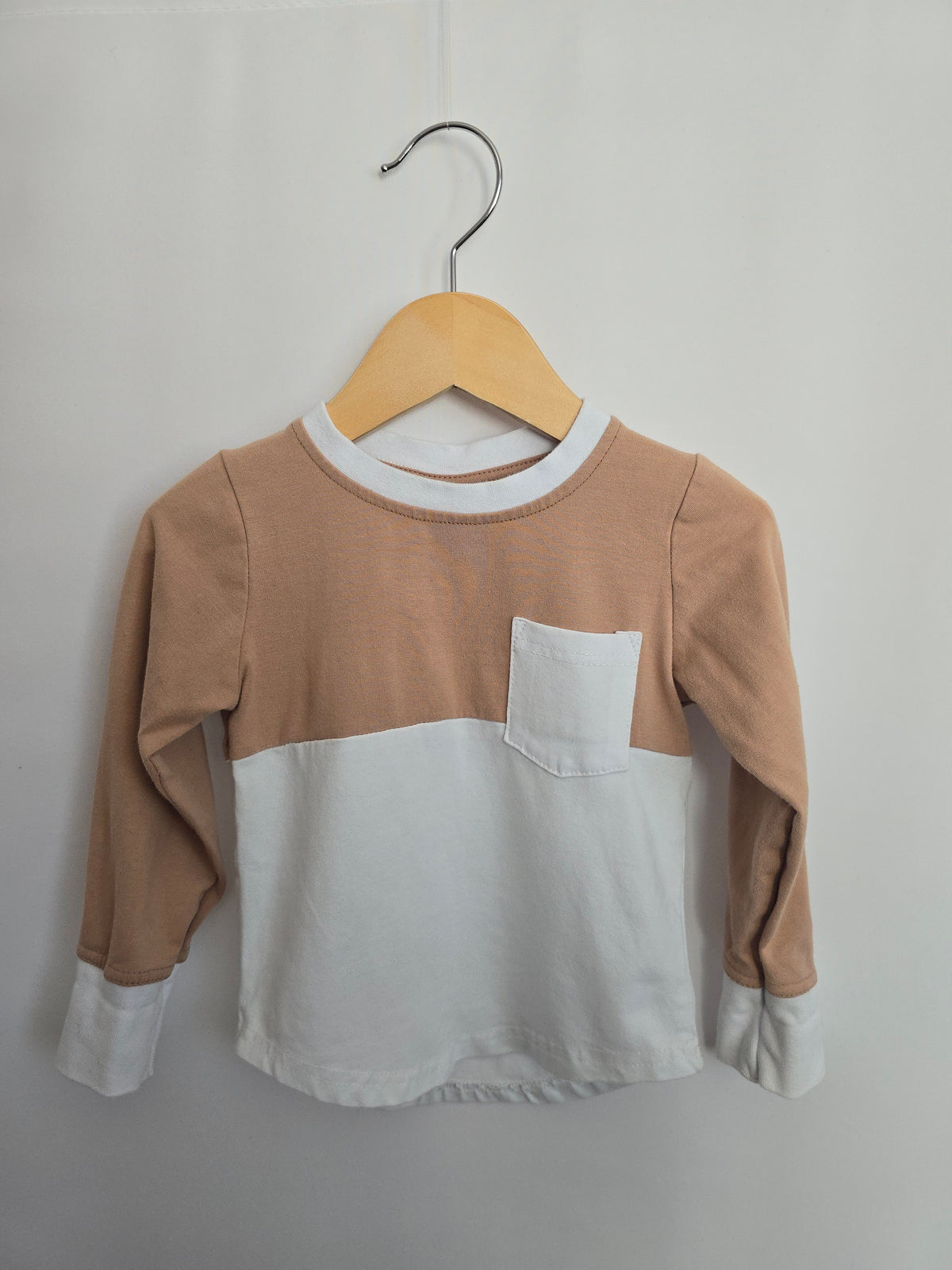 Little Bipsy Camel/White Long Sleeve Shirt • 12-18 months