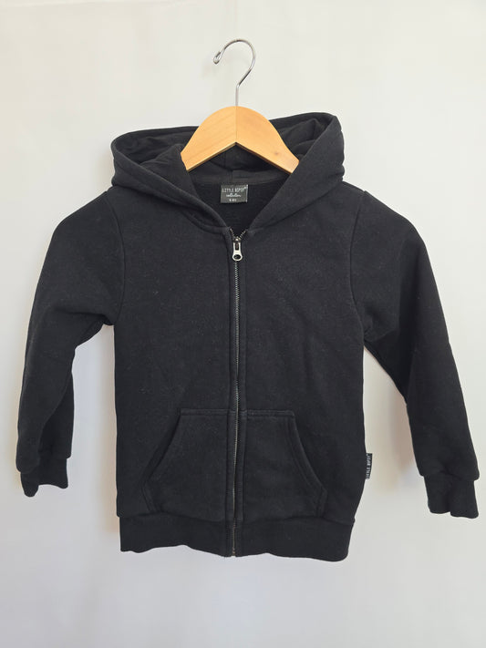 Little Bipsy Black Zip Up Hoodie • 5-6 years