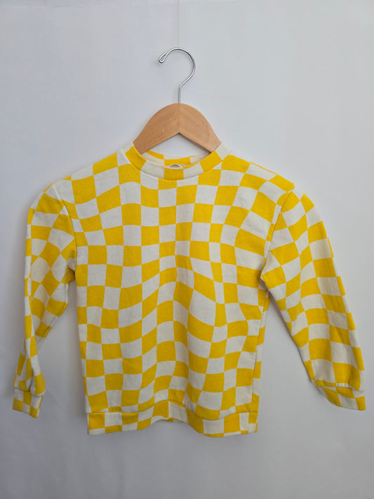 H&M Yellow Checkered Crewneck • 4-6 years