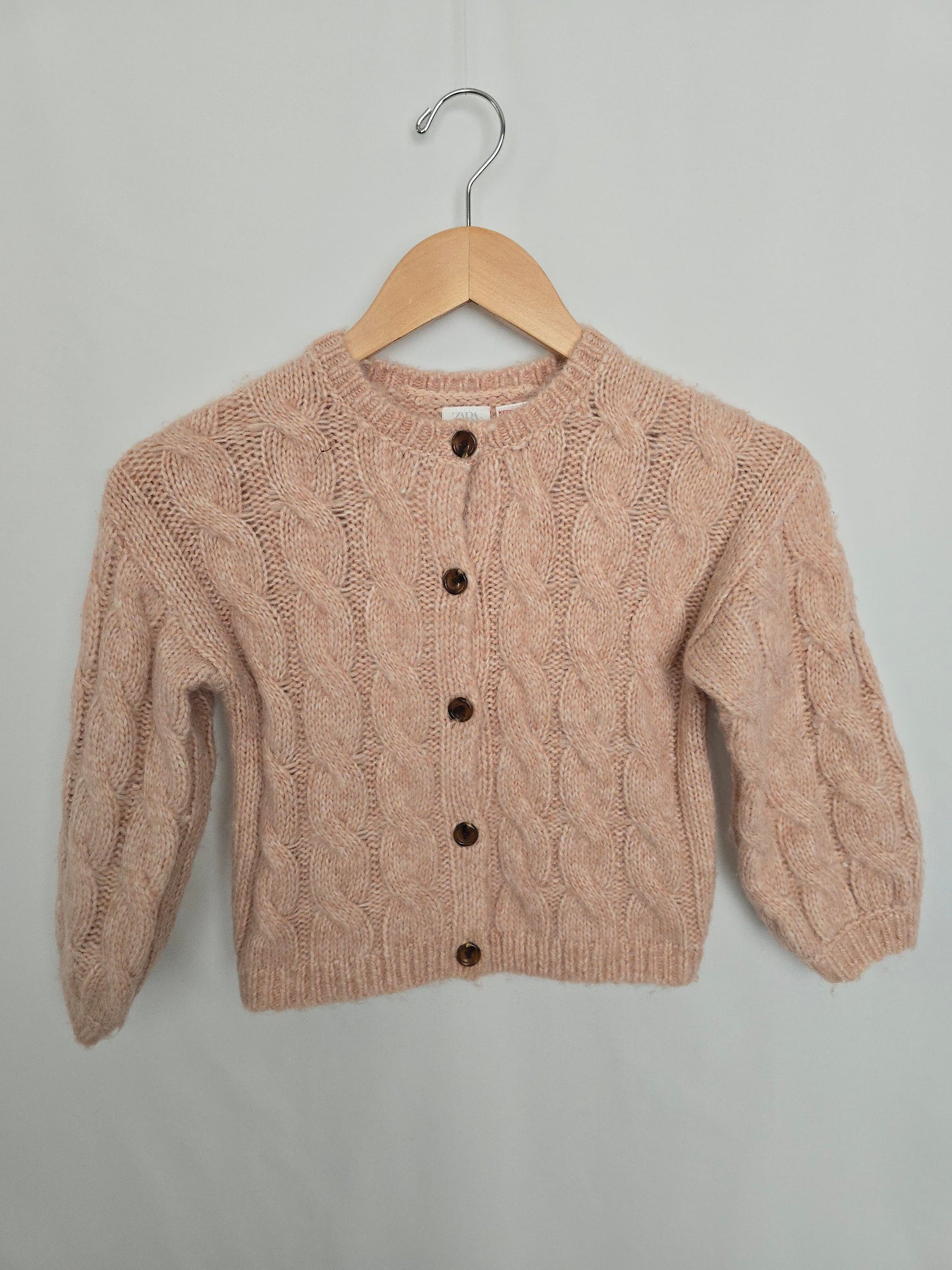 Zara Blush Soft Chunky Knit Cardigan • 4-5 years
