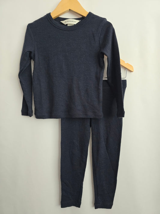 H&M Adorables Navy Wool Jersey Base Layer Set • 2-3 years
