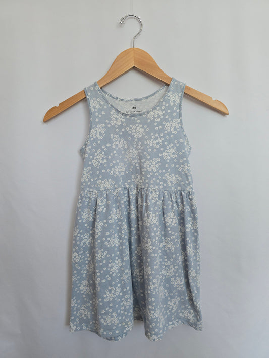 H&M Blue Mini Floral Tank Dress *stain* • 6-8 years