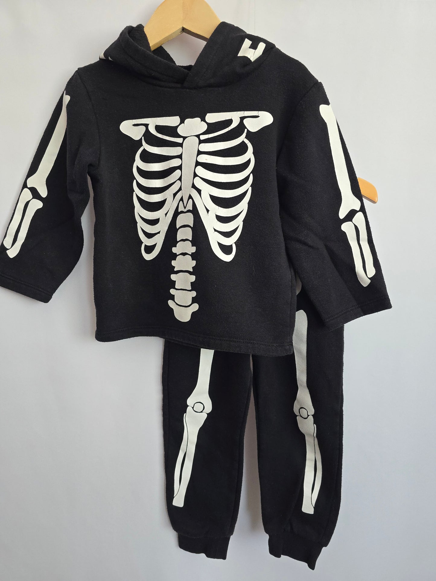 H&M Skelton Hoodie & Joggers Set • 18-24 months
