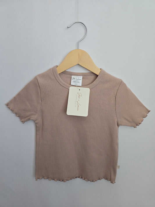 NEW Jax & Lennon Light Pink Ribbed Lettuce Hem Tee • 4-5 years
