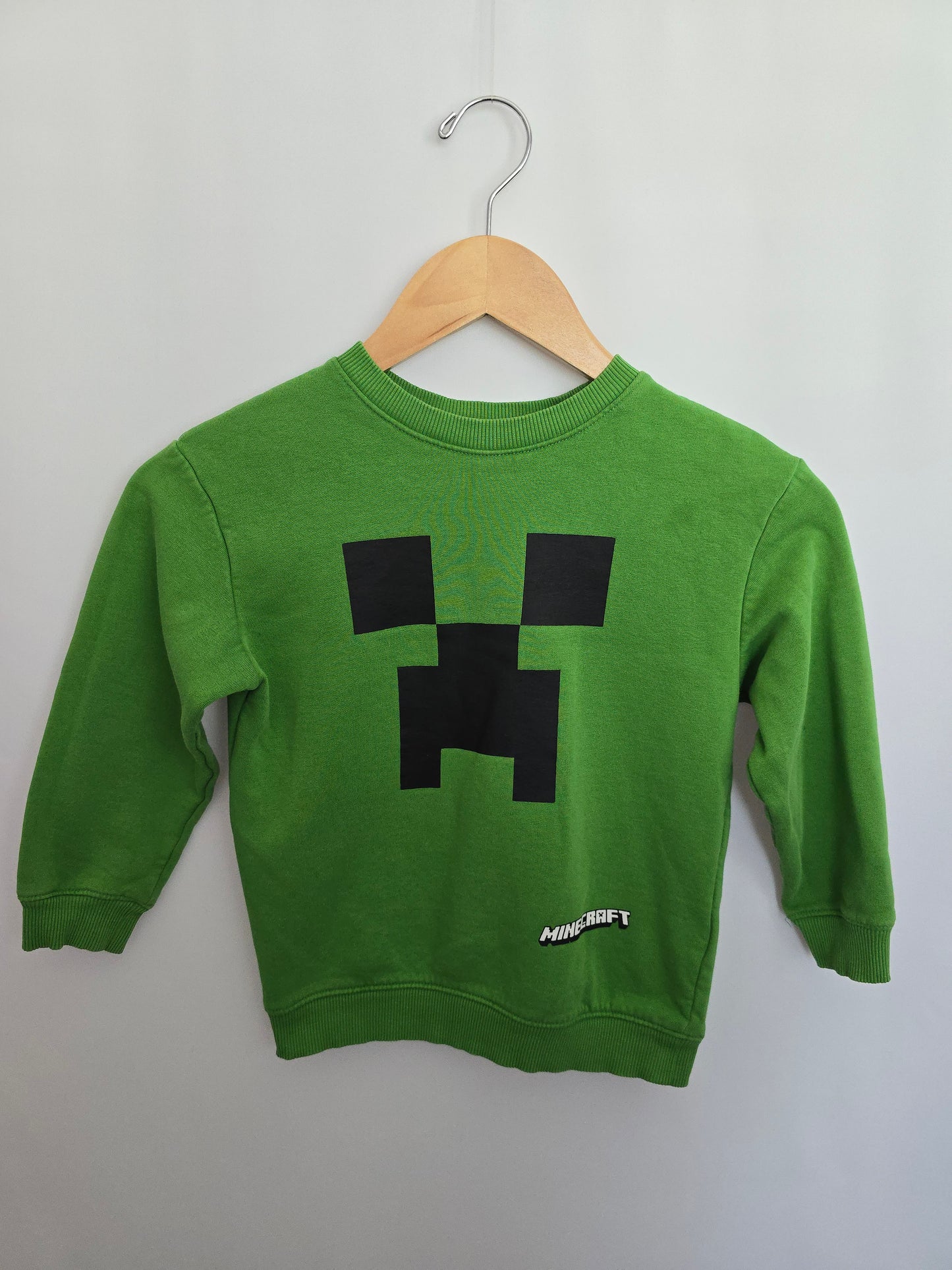 H&M Minecraft Green Crewneck • 4-6 years