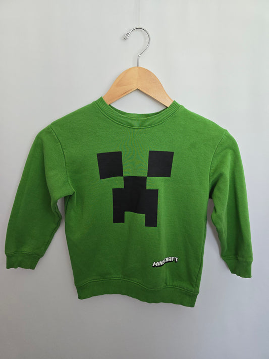 H&M Minecraft Green Crewneck • 4-6 years