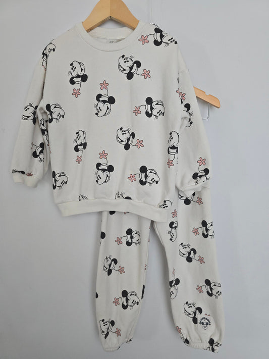 H&M Minnie Graphic Crew & Joggers • 3-4 years