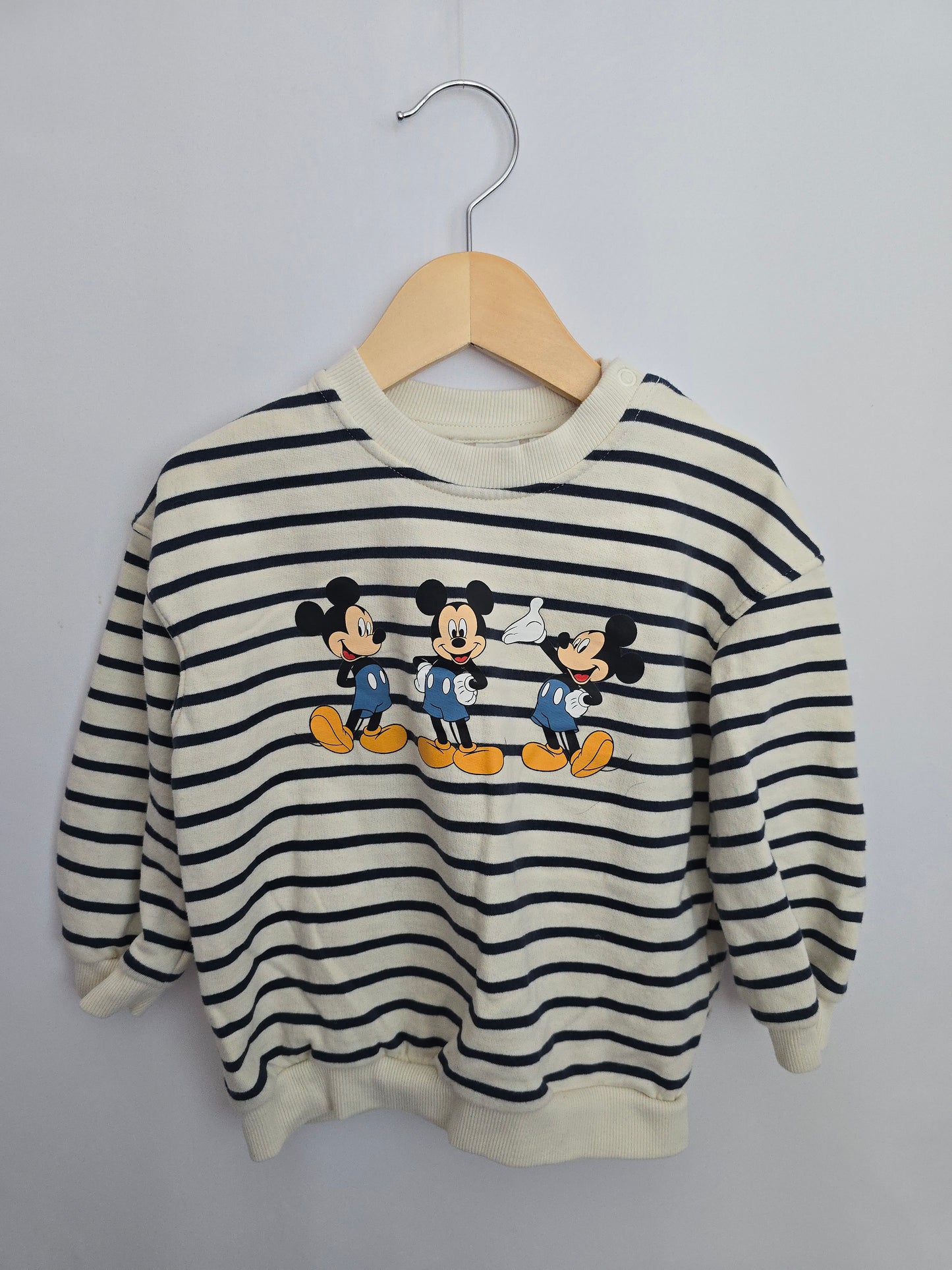 H&M Blue Stripe Mickey Crewneck • 18-24 months