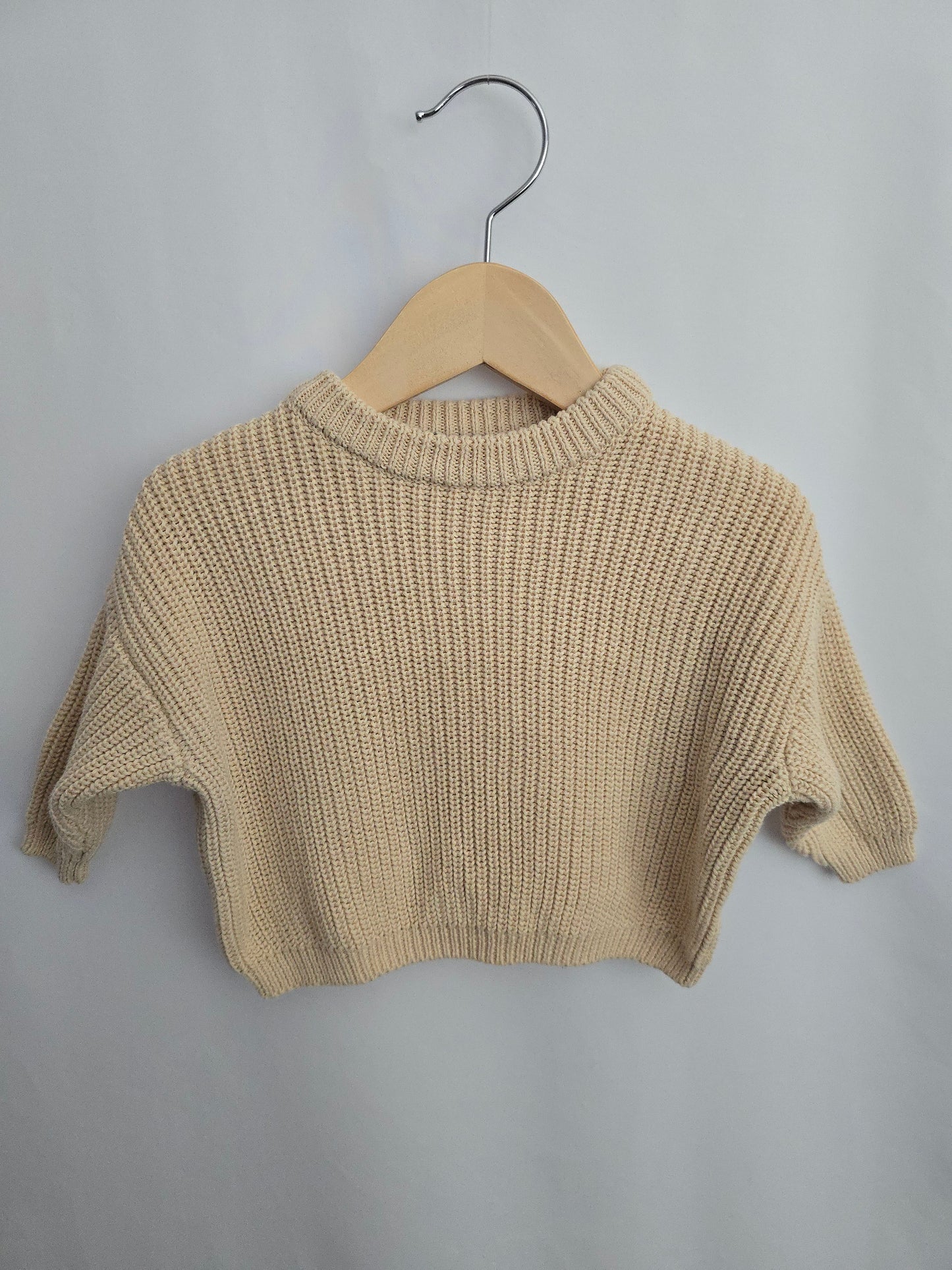 Belan J Cream Knit Oversized Sweater • 0-6 months