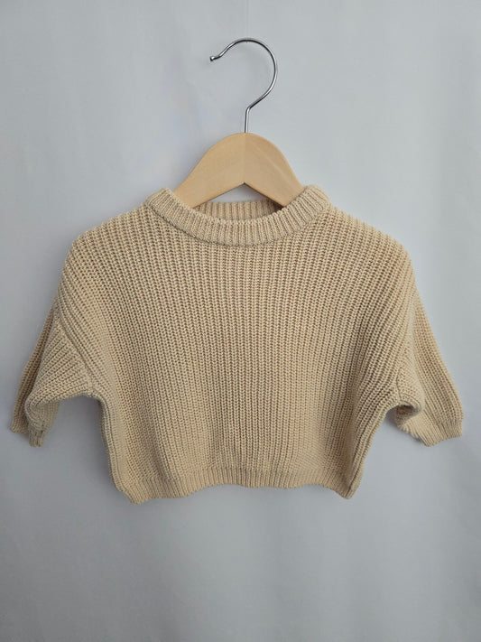 Belan J Cream Knit Oversized Sweater • 0-6 months