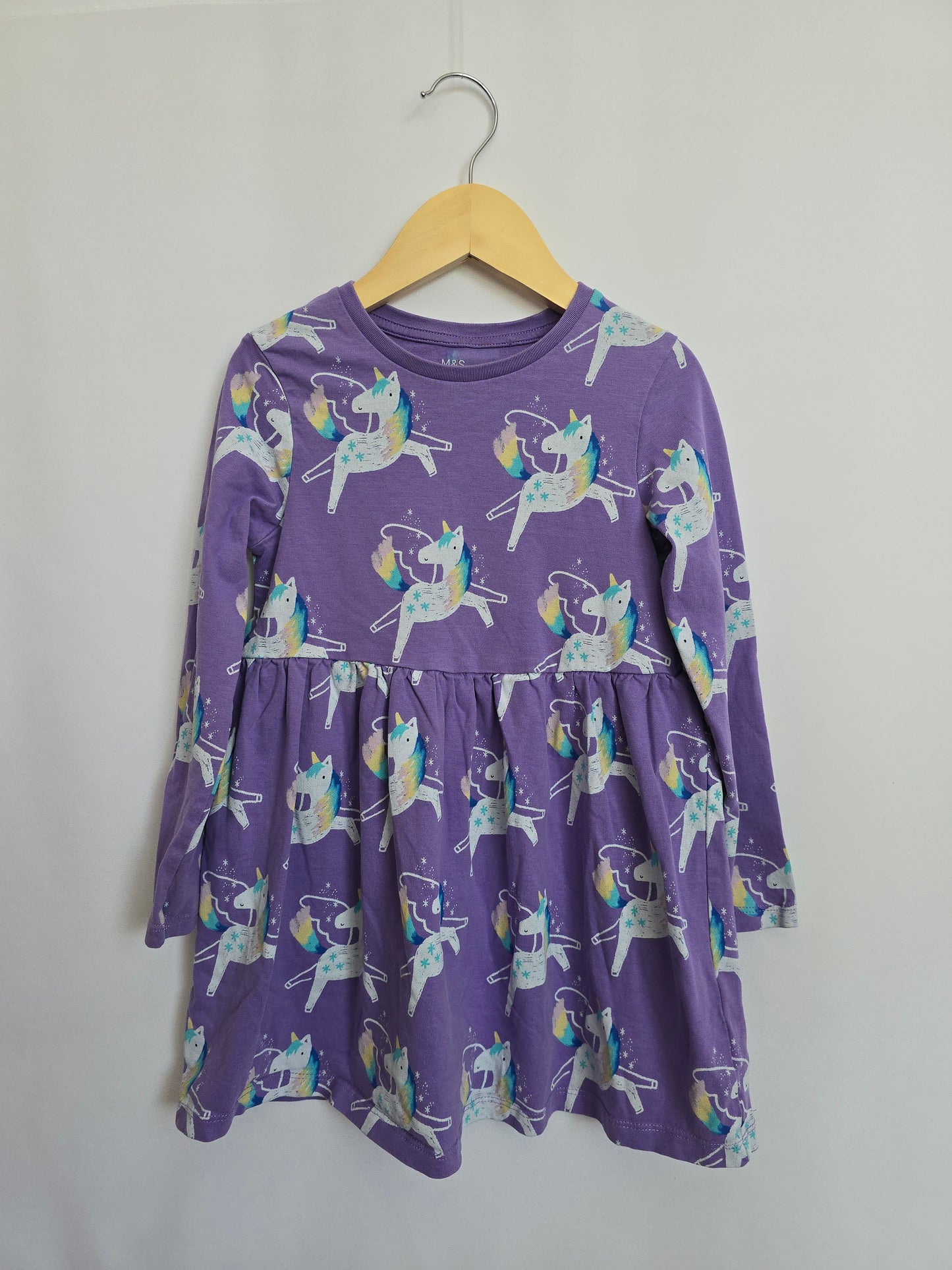 M&S Purple Unicorn Dress • 5-6 years