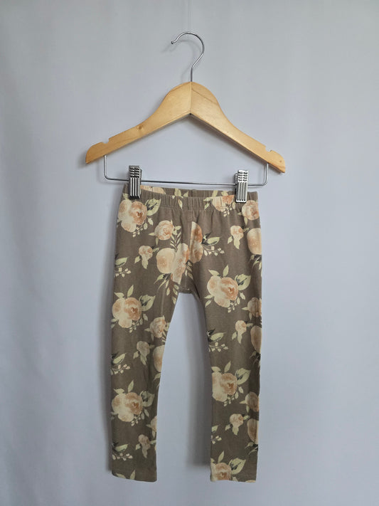 PLAY Jax & Lennon Grey Floral Leggings • 18-24 months
