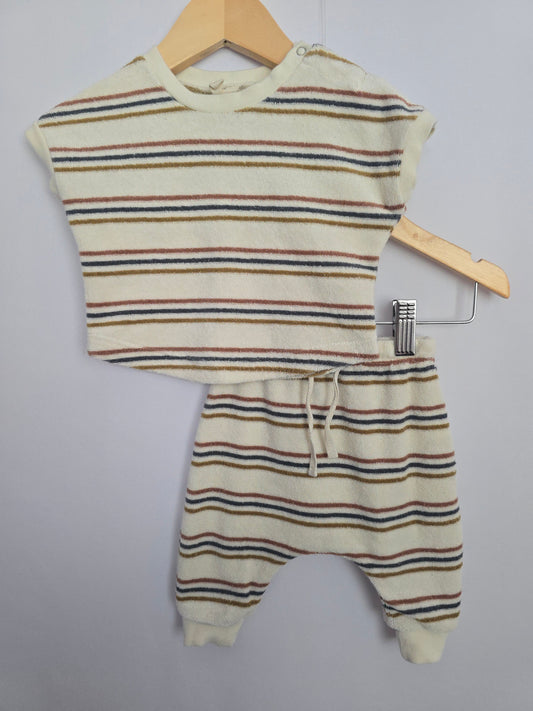 Quincy Mae Striped Terry Tee & Joggers • 0-3 months