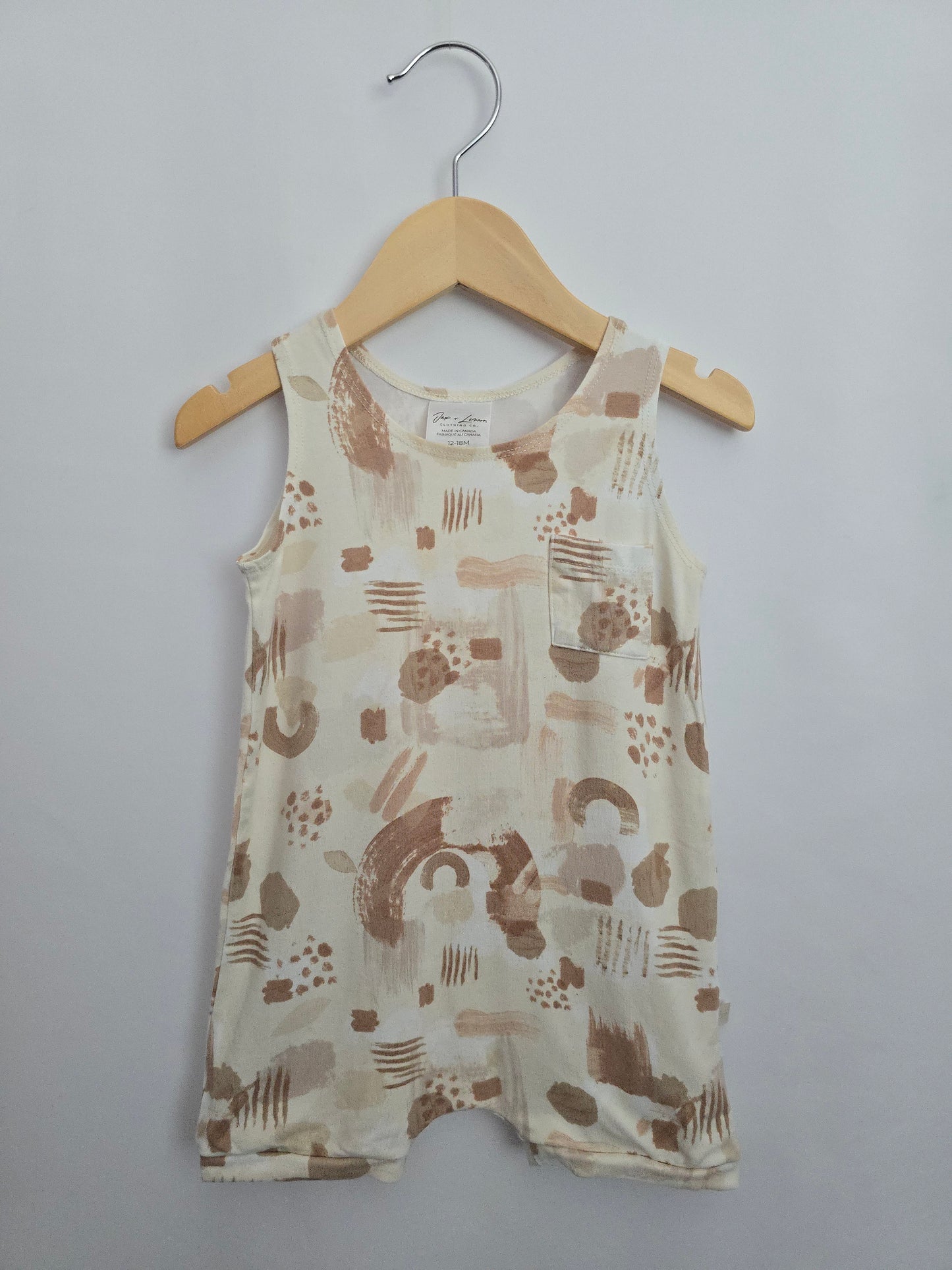 Jax & Lennon Abstract Shapes Tank Shortie Romper • 12-18 months