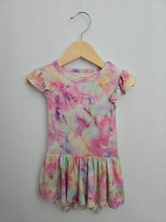 Posh Peanut Pink Tye-Dye Twirl Bodysuit • 12-18 months