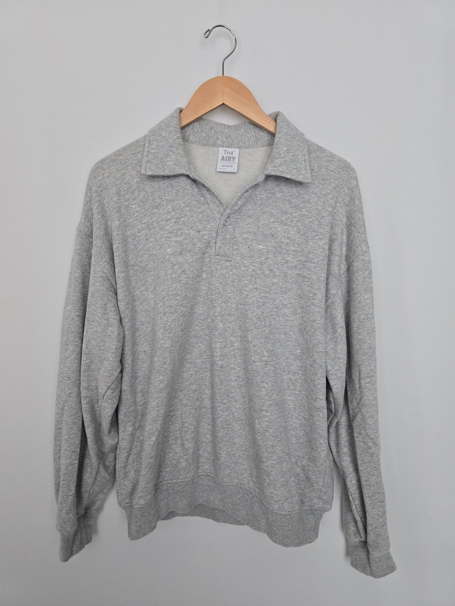 TNA Grey Airy Fleece Relaxed Crew • Medium