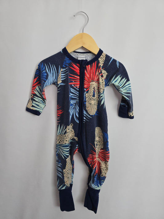 PLAY Bonds Wondersuit Blue Leopard • 3-6 months