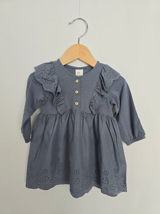 H&M Blue Eyelet Dress • 4-6 months