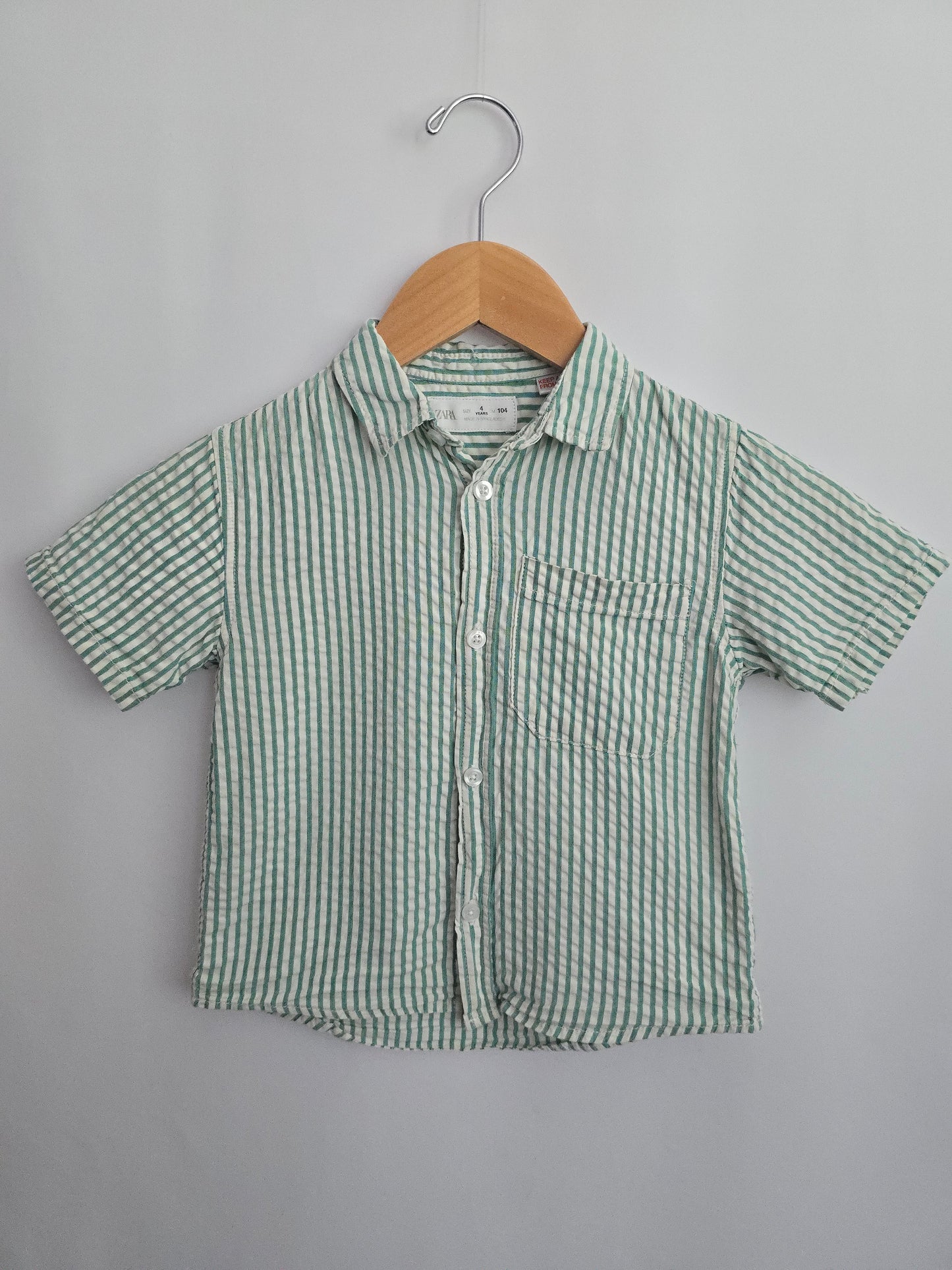 Zara Green Stripe Button Up Shirt • 4 years