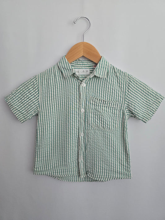 Zara Green Stripe Button Up Shirt • 4 years